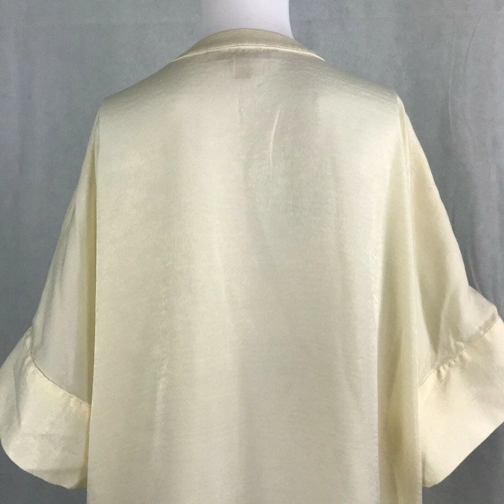 Michael Michael Kors Shirt Womens XL Ivory Surplice Tie Neck Short Sleeve Blouse